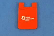 First Interstate Bank Silicone Credit/Debit Card Holder Orange Vintage NEW