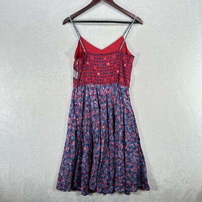 Vintage Marc Jacobs Dress Womens 4 Blue Red Floral Slip Knee