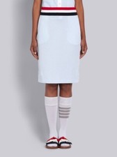 Thom Browne Blue Seersucker Knit RWB Waistband Skirt Sz 40 Italy 26  Waist 