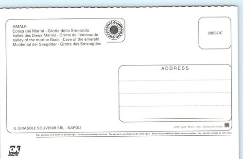 Postal de colección Amalfi Italia Valle de los Dioses Marinos Cueva de la Esmeralda - Imagen 3 de 6