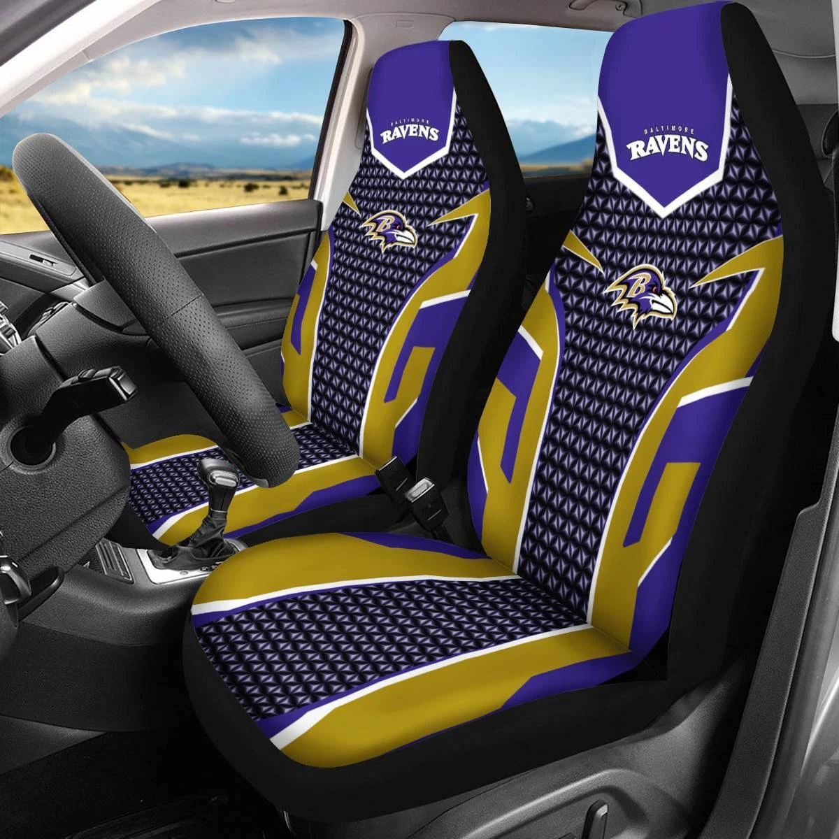 Car Seat Cover Seat Protector 2Pc for Baltimore Ravens