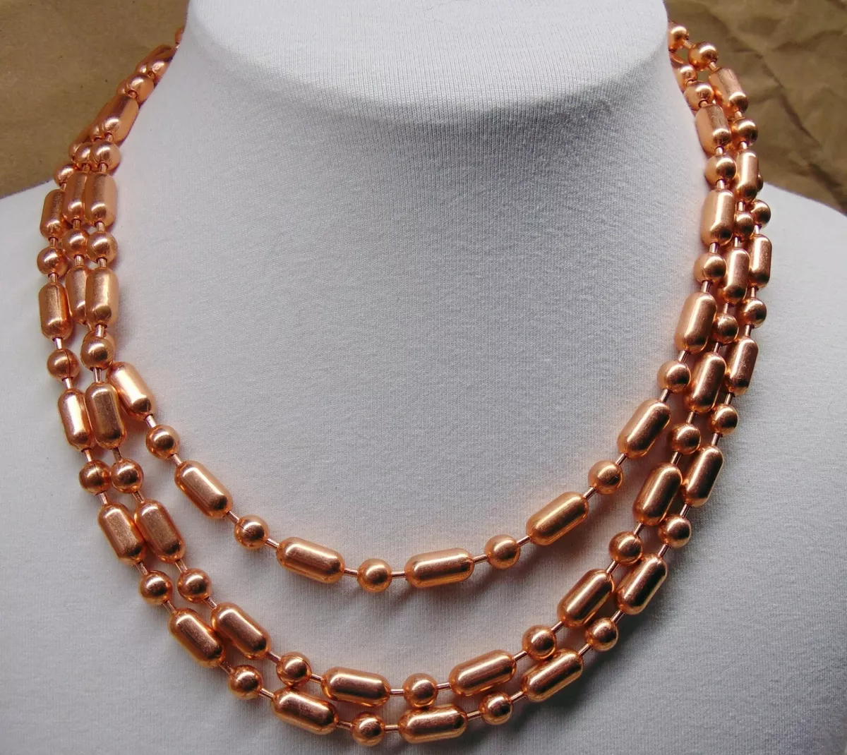 100% COPPER Ball + Bar Chain ~ NECKLACES ~ 6.3mm bead ~ #13 size Various  Lengths