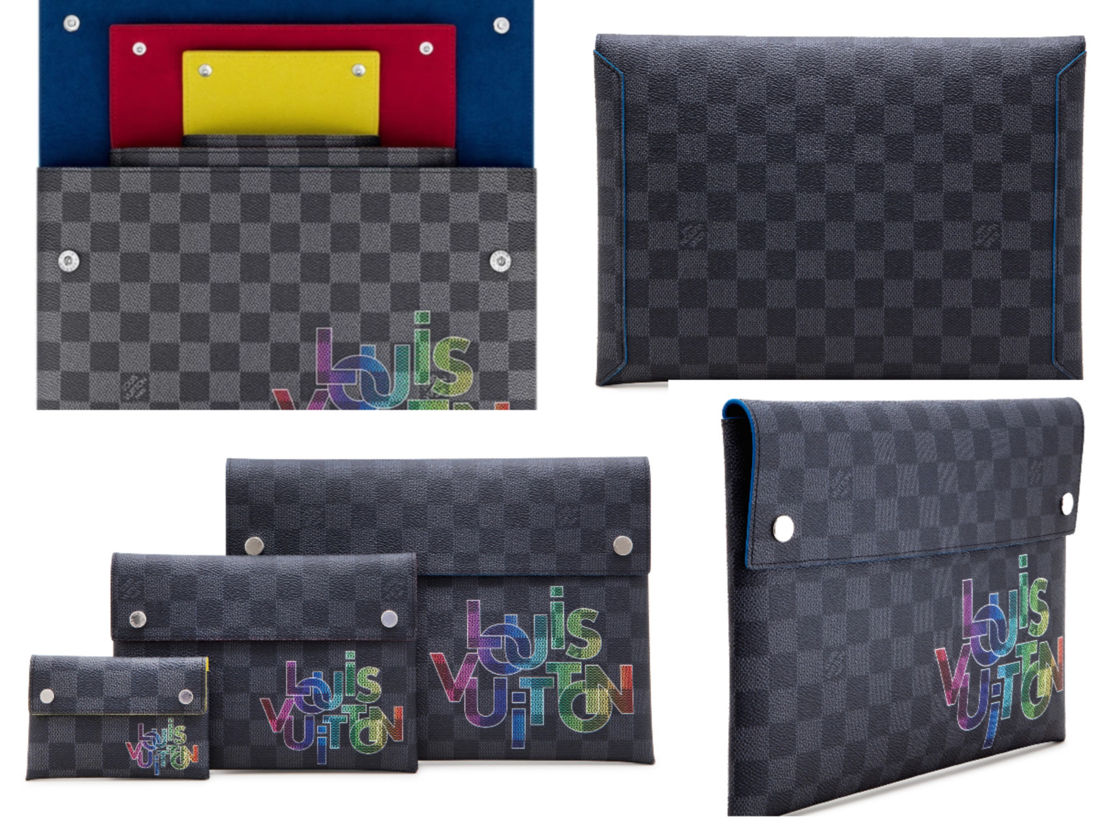 Louis Vuitton Alpha Triple 3 Pouches Clutch Damier Graphite Bag Handbag