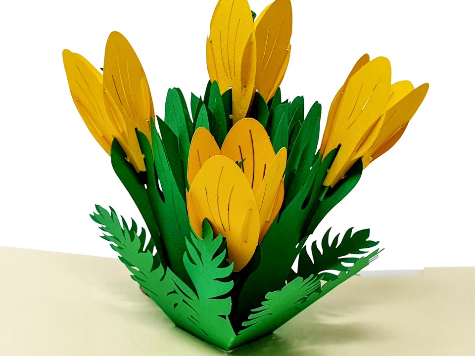 ASVP Shop Carte Pop Up 3D Fleurs & Arbres Pour Toutes Occasions (Lys Jaune) - Photo 2/4