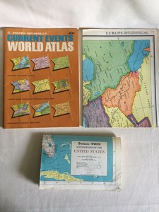 Rand Mcnally 1967 World Atlas Book Wall Maps Of Europe And United States Lot Ebay