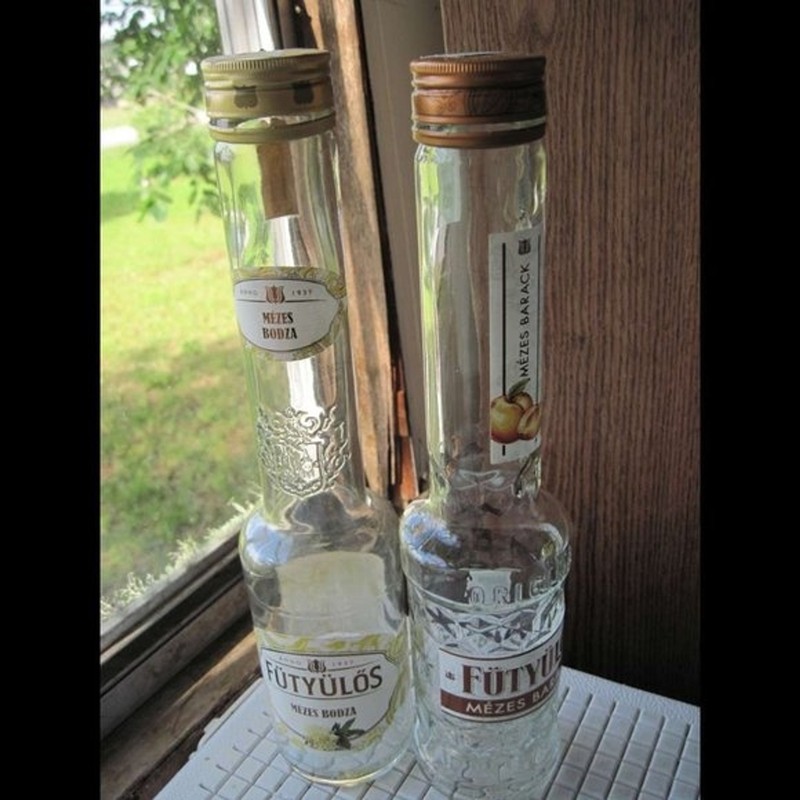 2 Futyulos Empty Long Neck Clear Glass Bottles Box Craft Smooth Textured Hungary