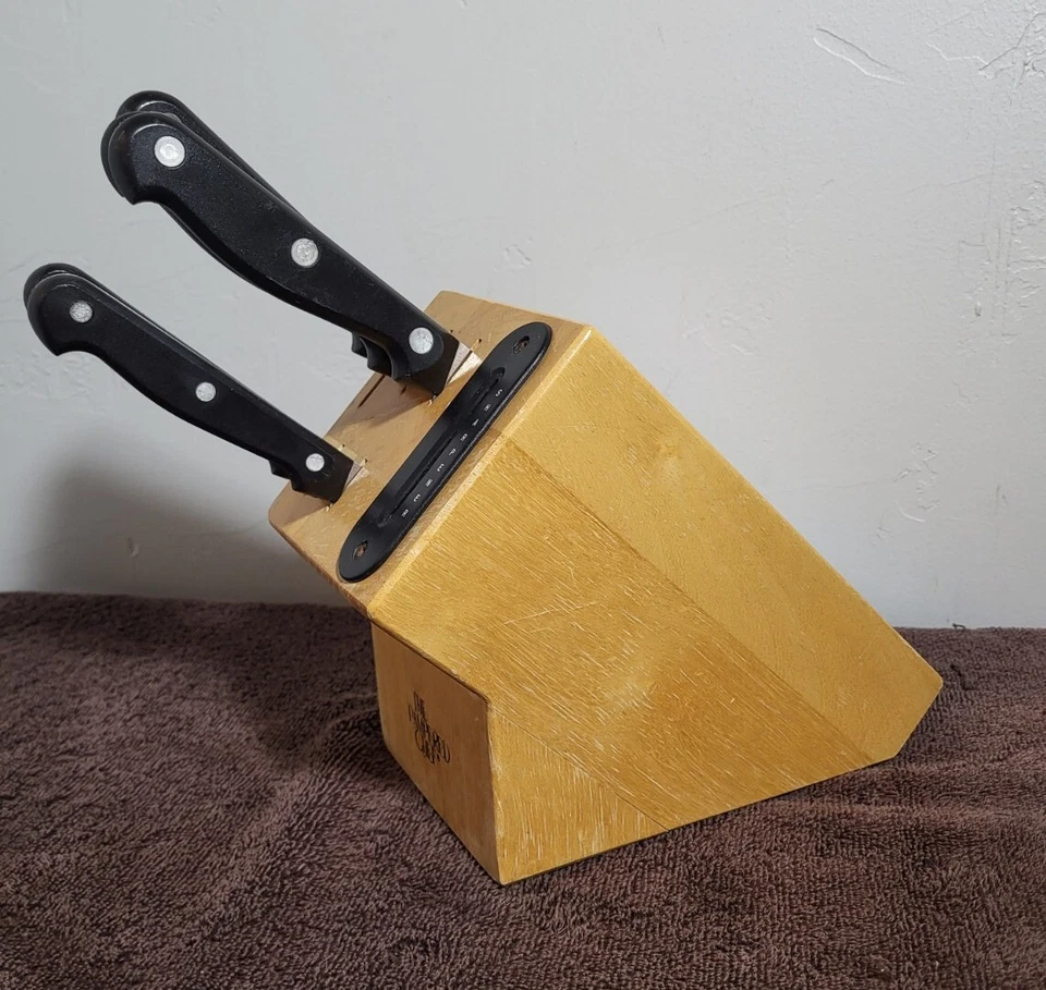 Juego de 5 cuchillos bloque de cuchillos Pampered Chef Sharp N' Store con afilador incorporado Foto 2 de 4