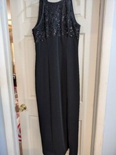 SALE Bari Jay Black sequined bodice corset back long evening gown