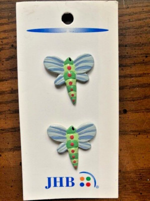 Vintage 1990's Two Dragonfly Shank Buttons 1'' NEW by JHB