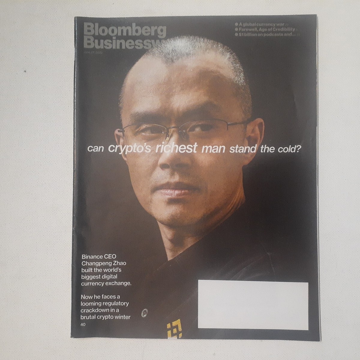 Bloomberg Businessweek Binance Changpeng Zhao Spotify NBA Africa