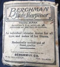 Vintage Berghman Skate Sharpener W/ Original Box-Vintage Piece-Use Or Display