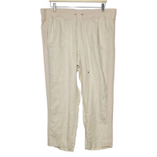 Tommy Hilfiger Slim-Leg Pants Womens 16W Stretch 100 Linen Pull-On Casual Beach