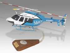 Bell 407 Mercy Air Care Helicopters Solid Mahogany WoodHandcrafted Display Model