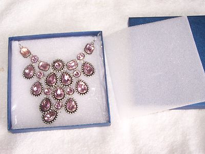 Beautiful Pink Glass Statement Necklace 20'' MSRP $69.99 NWT in Box