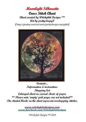 MOONLIGHT SILHOUETTE cross stitch pattern (punto cruz) - Picture 3 of 5