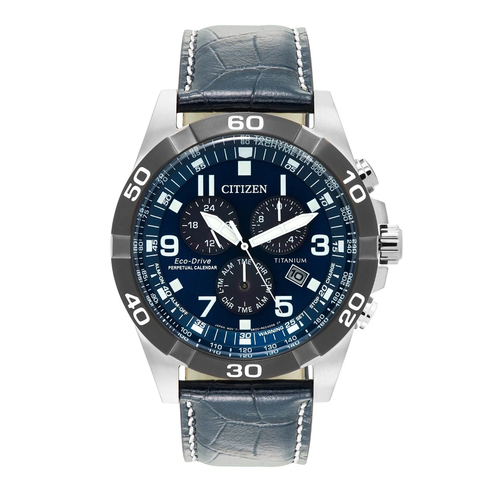 Citizen Mens Sport Eco-Drive Perpetual Calendar Date Blue Watch 43 MM BL5558-07L