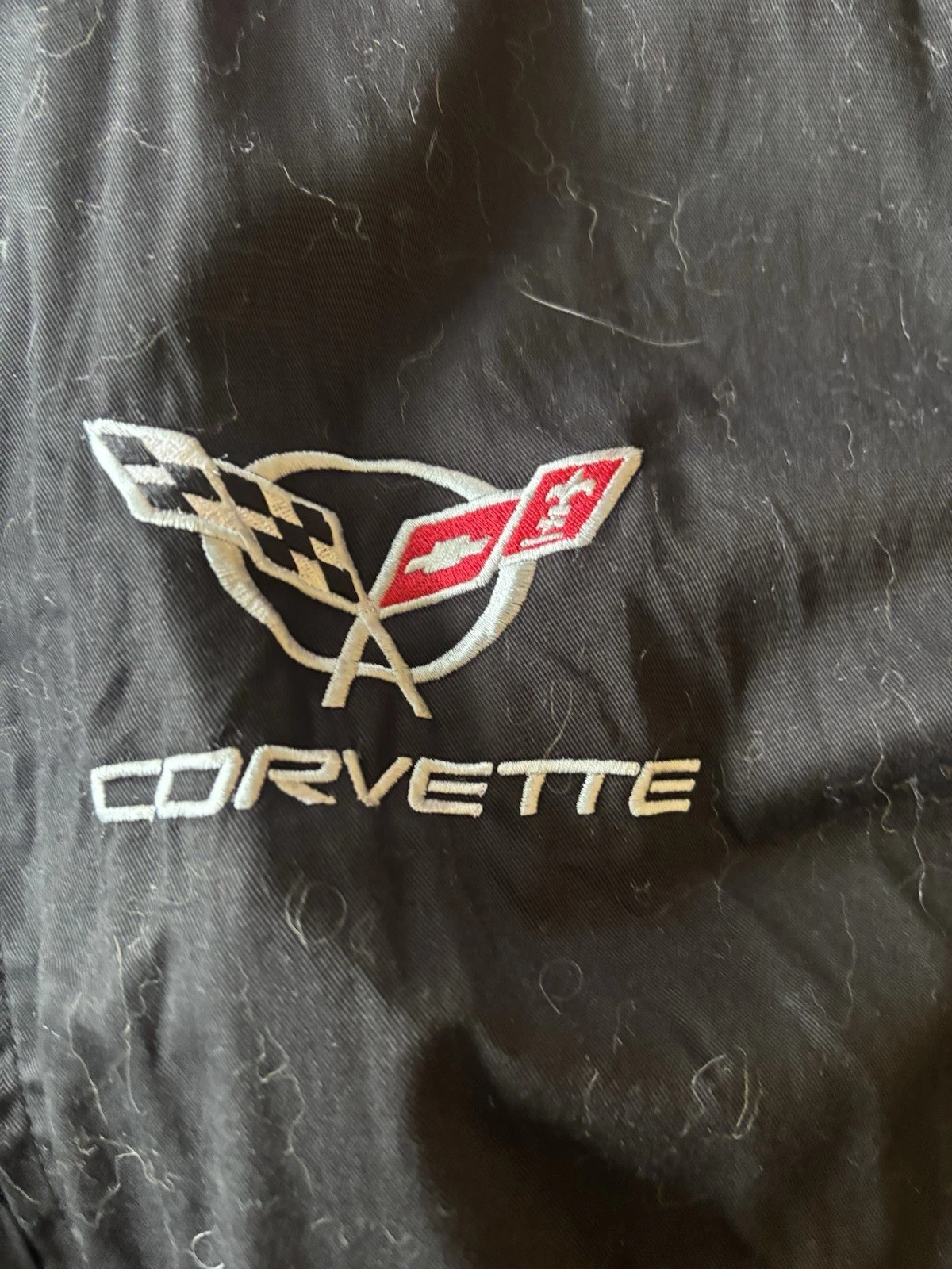 Corvette Jacket Men’s XL Black Nylon Lined Cotton Shell Embroidered Car Graphic