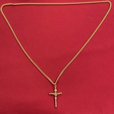 1/20 14k Yellow Gold Filled INRI Religious Crucifix Cross Pendant Chain Necklace