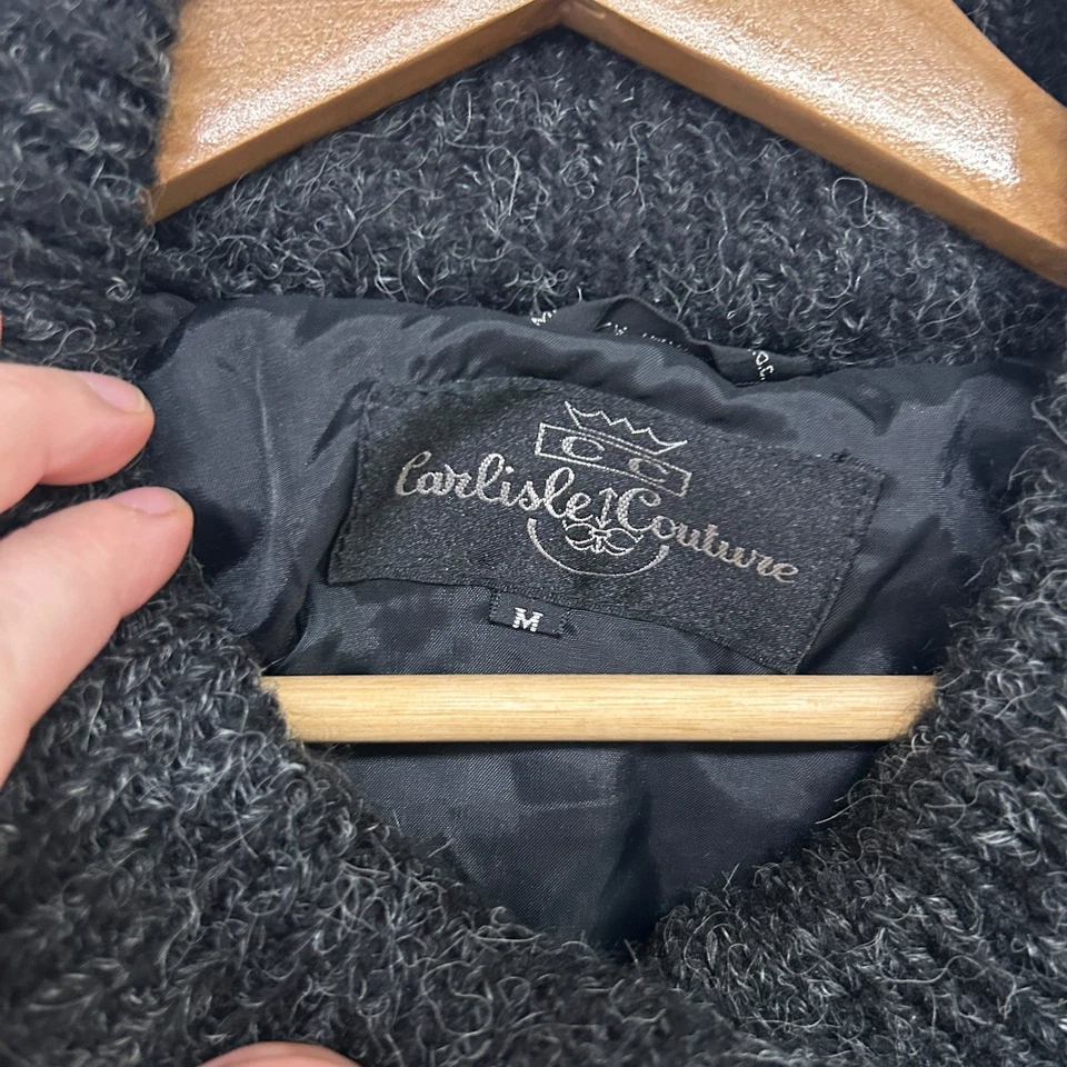 Vintage Carlisle Couture Dark Gray Abstract Knit Sweater Coat M Art to Wear 80s - Image 4 of 4