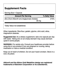 Swanson Albion Zinc 30 mg 90 Vegan Caps