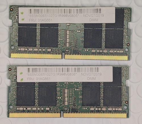 64GB (2X32GB) Samsung Kit 2666GHz DDR4 SODIMM RAM M471A4G43MB1-CTD FRU 01AG861 - Afbeelding 2 van 2