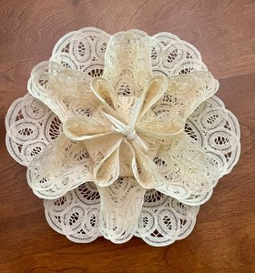 Vintage Beige Lace Dinner Roll Holder for up to 12 Rolls Folds Flat for Storage