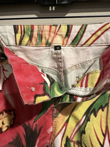 Pantalones de mezclilla DESIGUAL blancos estampados florales Ombré para mujer talla 30 ropa de festival - Imagen 4 de 11