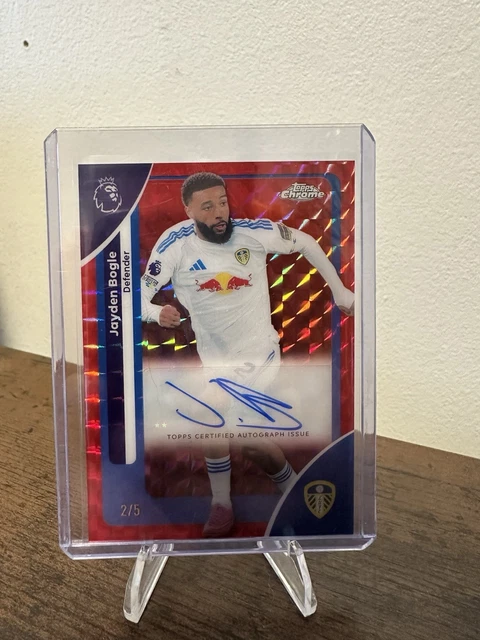 2025-26 Topps Chrome Premier League Jayden Bogle Red Geometric Refractor Auto /5