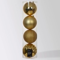 Christbaumkugeln, Hellgold, Kunststoff, Ca. Ø 14 Cm, 4Er-Set