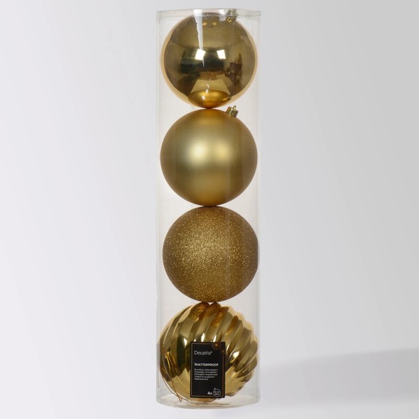 Christbaumkugeln, Hellgold, Kunststoff, Ca. Ø 14 Cm, 4Er-Set-image