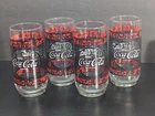 4 Vintage COCA-COLA TIFFANY STYLE STAINED GLASS DRINKING GLASS