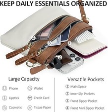 Stylish Wristlet Wallets for Women, Vegan Leather Small Crossbody Bag