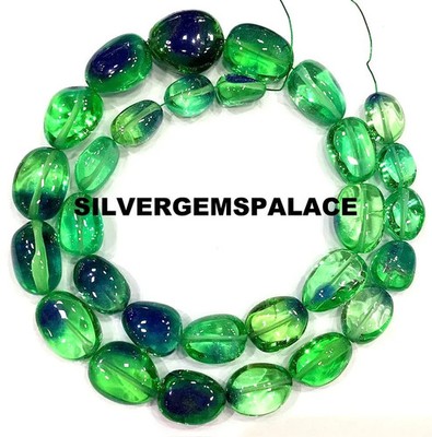 Extremely Beautiful~Vibrant Green Spinel Beads Smooth Nuggets Gemstone Beads.