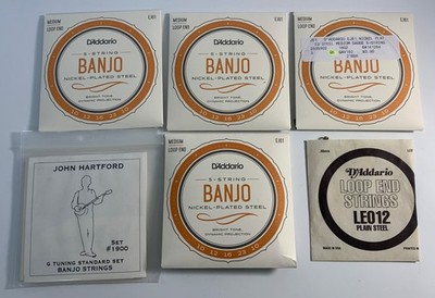 Lot of 6, Banjo Strings  D'addario, John Hartford Medium Steel