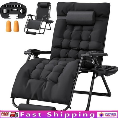 Extra Wide Zero Gravity Chair W/ Removable Cushion & Relaxation Accessories New
