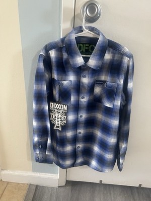 Dixxon Flannel Co Youth Dogtown NWT  Button Down Shirt Blue Black White Medium