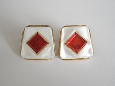 Boutons De Manchette Anciens En Or De Tolède & Lucite Effet Nacre - Bijoux Vintage - Lot #K1