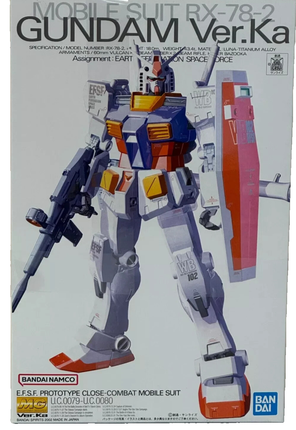 MG RX-78-2 Ver. KA Gundam 1/100 Robot Master Grade Model Kit Gunpla BANDAI NAMCO