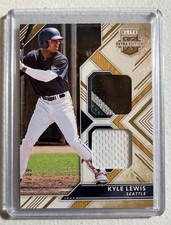 2018 Panini Elite Extra Edition #DM-KL Kyle Lewis Dual Material Gold #/99