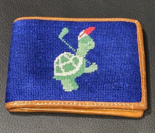 Smathers & Branson Needlepoint Turtle Wallet Leather Bi-Fold Preppy Classic