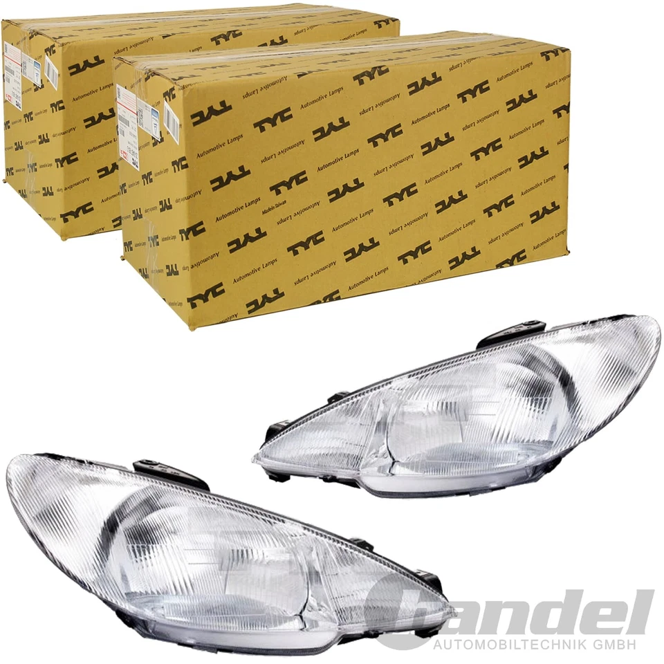 2x TYC Phares Avant H4 Halogène Gauche+Droite Pour Peugeot 206 2003 - Photo 1/1