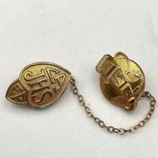 VTG LA Junior High School 1960 Classic Gold-Tone Enameled Tie Chain Guard Pin