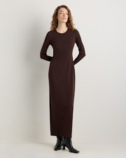 Quince Women Long Sleeve Knit Maxi Dress Brown M
