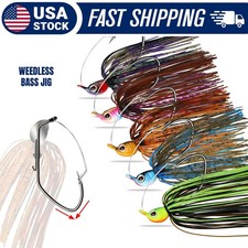 5pcs Weedless Bass Jigs - 1/4oz Swim Fishing Lures for Bass Pike Walleye Muskie