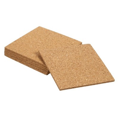 6 Pcs Cork Sheets, 3.54''x3.54''x3'' Squares Cork Mat Coaster Cork Trivet