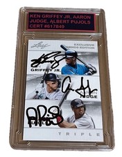 Ken Griffey Jr. ,Aaron Judge&Albert Pujols signed  2024 Topps Baseball Card TC9