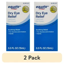 Equate Dry Eye Relief Lubricant Eye Drops, 0.5 fl oz, C  (2 pack)