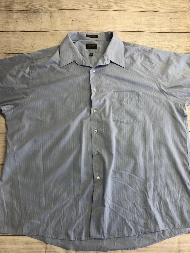 Arrow Shirt Mens Extra Large Blue Short Sleeve Wrinkle Free Button Up Pocket - Image 3 of 4