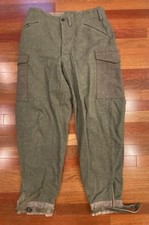 Swedish Military M39 Pants Green Wool 3 Crowns Size 34x31 EUC Strap Ankle Cuffs