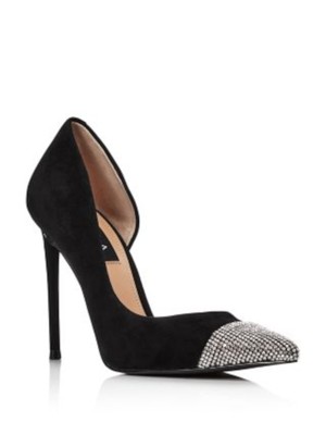 AQUA Womens Black D Orsay Lexi Pointed Toe Stiletto Slip On Leather Pumps 9.5 M
